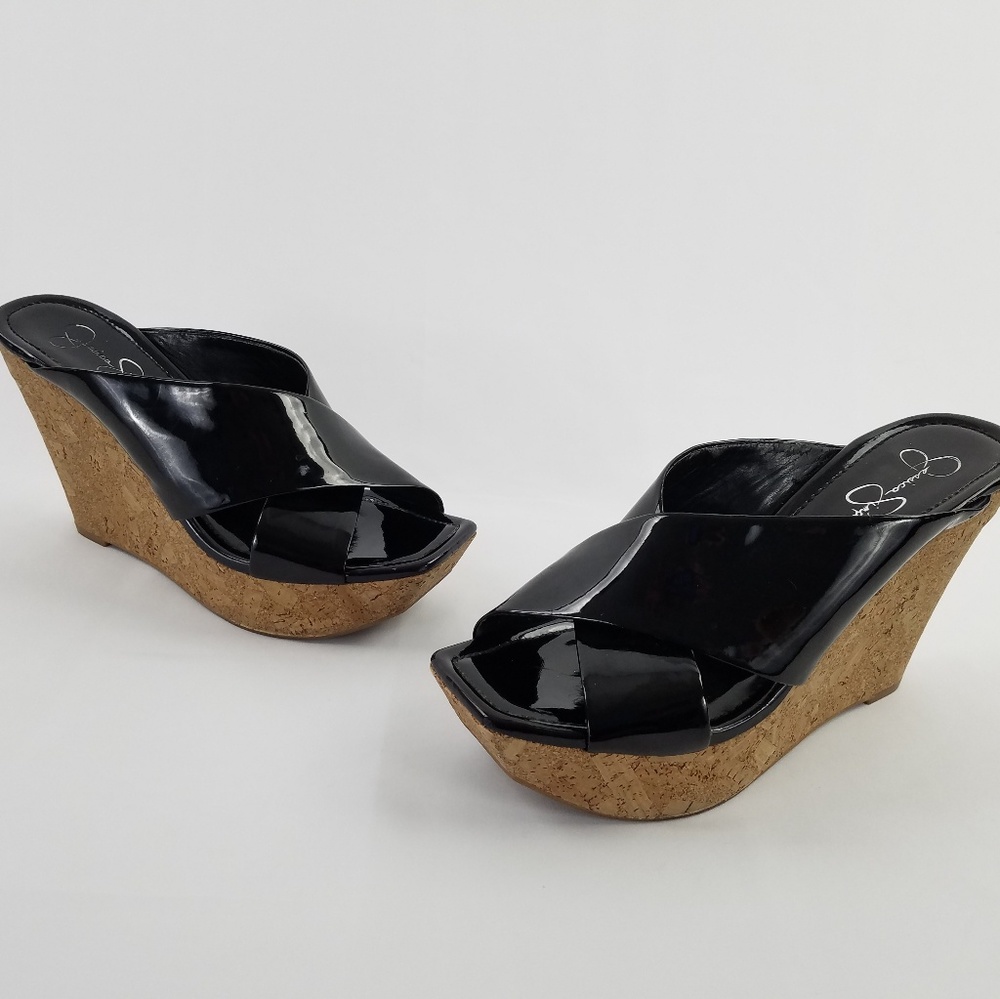 Jessica Simpson black cork wedges size 8.5